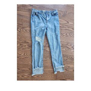 Bianco blue Jolly Palm Trees jean  step hem size 29 cute design very chic look